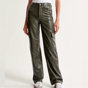 90s relaxed high rise vegan leather pants Abercrombie y2k cargo